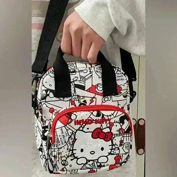 Hello Kitty Canvas Crossbody Bag - Multifunctional Shoulder Bag with Adj. Strap - Picture 2 of 6
